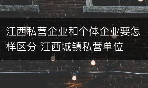 江西私营企业和个体企业要怎样区分 江西城镇私营单位