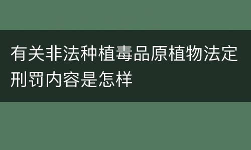有关非法种植毒品原植物法定刑罚内容是怎样