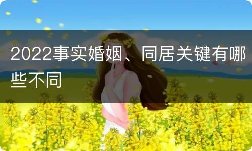 2022事实婚姻、同居关键有哪些不同