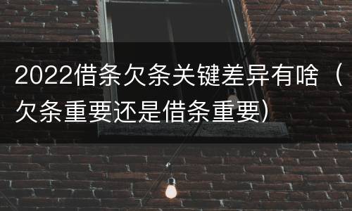 2022借条欠条关键差异有啥（欠条重要还是借条重要）