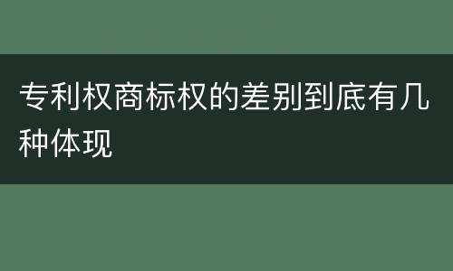 专利权商标权的差别到底有几种体现