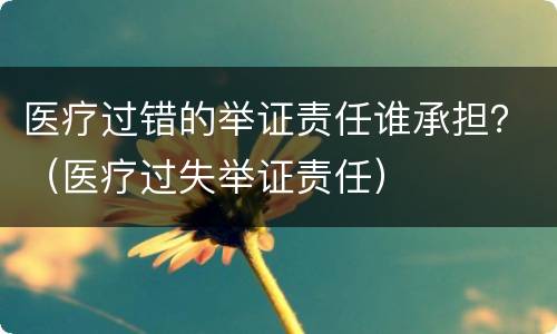 医疗过错的举证责任谁承担？（医疗过失举证责任）