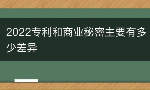 2022专利和商业秘密主要有多少差异