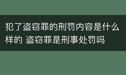 犯了盗窃罪的刑罚内容是什么样的 盗窃罪是刑事处罚吗
