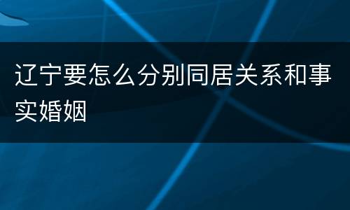 辽宁要怎么分别同居关系和事实婚姻