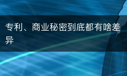 专利、商业秘密到底都有啥差异