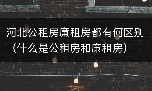 河北公租房廉租房都有何区别（什么是公租房和廉租房）