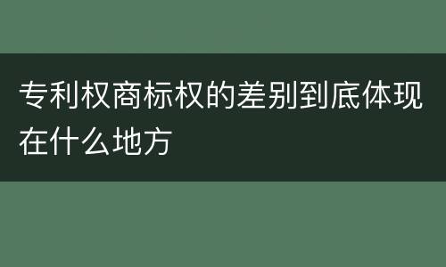 专利权商标权的差别到底体现在什么地方