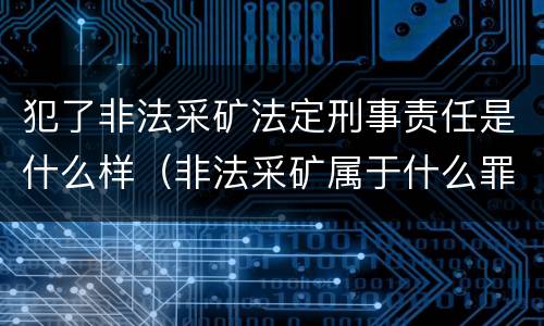 犯了非法采矿法定刑事责任是什么样（非法采矿属于什么罪）