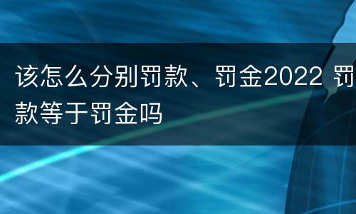 该怎么分别罚款、罚金2022 罚款等于罚金吗