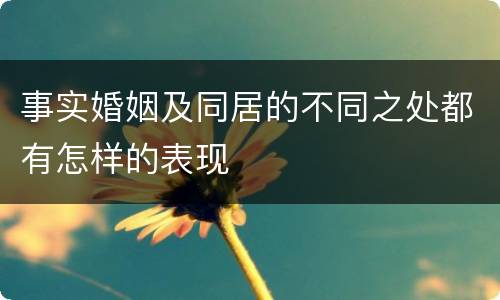 事实婚姻及同居的不同之处都有怎样的表现