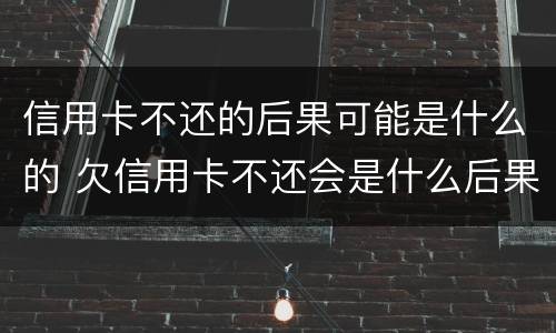 信用卡不还的后果可能是什么的 欠信用卡不还会是什么后果
