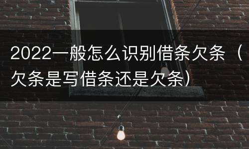 2022一般怎么识别借条欠条（欠条是写借条还是欠条）