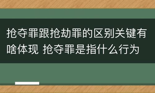 抢夺罪跟抢劫罪的区别关键有啥体现 抢夺罪是指什么行为
