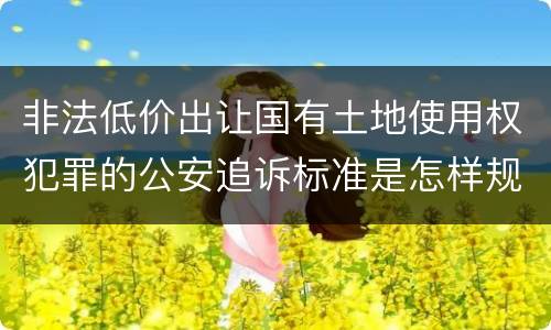 非法低价出让国有土地使用权犯罪的公安追诉标准是怎样规定