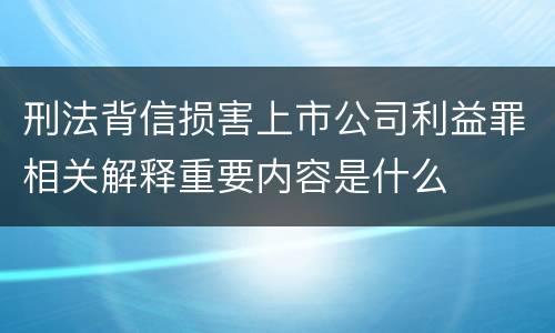 刑法背信损害上市公司利益罪相关解释重要内容是什么