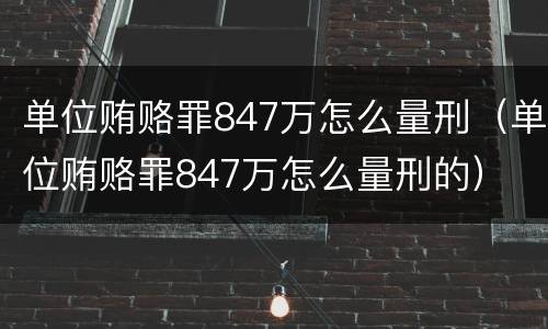 单位贿赂罪847万怎么量刑（单位贿赂罪847万怎么量刑的）