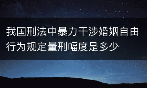 我国刑法中暴力干涉婚姻自由行为规定量刑幅度是多少