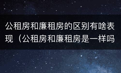 公租房和廉租房的区别有啥表现（公租房和廉租房是一样吗）