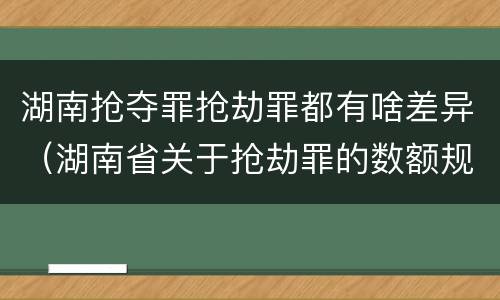 湖南抢夺罪抢劫罪都有啥差异（湖南省关于抢劫罪的数额规定）