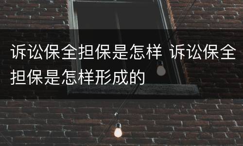 诉讼保全担保是怎样 诉讼保全担保是怎样形成的