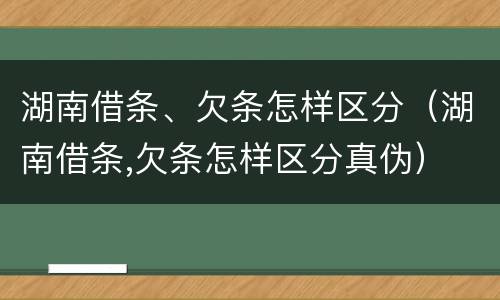湖南借条、欠条怎样区分（湖南借条,欠条怎样区分真伪）