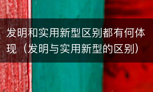 发明和实用新型区别都有何体现（发明与实用新型的区别）