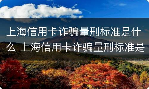 上海信用卡诈骗量刑标准是什么 上海信用卡诈骗量刑标准是什么时候出的