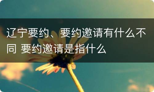 辽宁要约、要约邀请有什么不同 要约邀请是指什么