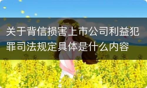 关于背信损害上市公司利益犯罪司法规定具体是什么内容
