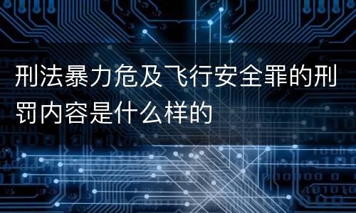 刑法暴力危及飞行安全罪的刑罚内容是什么样的