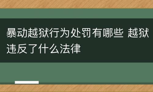 暴动越狱行为处罚有哪些 越狱违反了什么法律