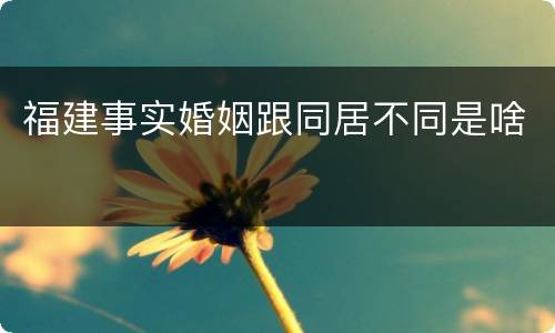福建事实婚姻跟同居不同是啥