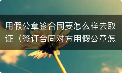 用假公章签合同要怎么样去取证（签订合同对方用假公章怎么办）
