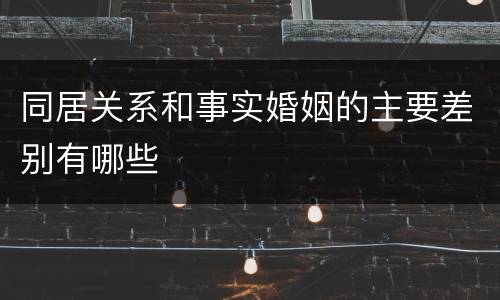 同居关系和事实婚姻的主要差别有哪些