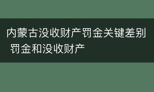 内蒙古没收财产罚金关键差别 罚金和没收财产