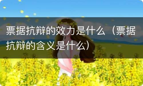票据抗辩的效力是什么（票据抗辩的含义是什么）