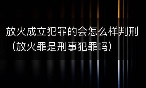 放火成立犯罪的会怎么样判刑（放火罪是刑事犯罪吗）