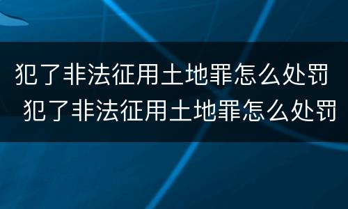 犯了非法征用土地罪怎么处罚 犯了非法征用土地罪怎么处罚他