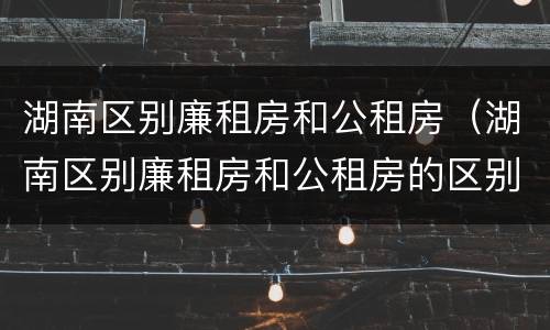 湖南区别廉租房和公租房（湖南区别廉租房和公租房的区别）