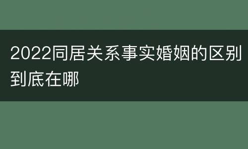 2022同居关系事实婚姻的区别到底在哪