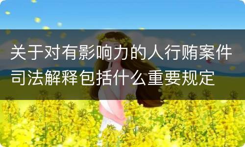 关于对有影响力的人行贿案件司法解释包括什么重要规定