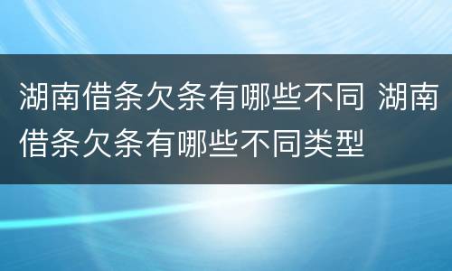 湖南借条欠条有哪些不同 湖南借条欠条有哪些不同类型