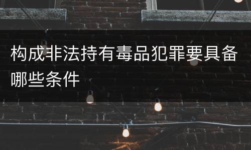 构成非法持有毒品犯罪要具备哪些条件