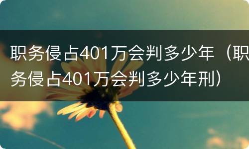 职务侵占401万会判多少年（职务侵占401万会判多少年刑）