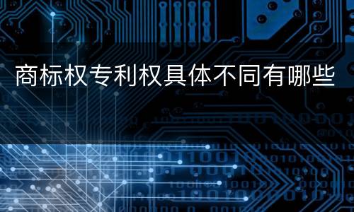 商标权专利权具体不同有哪些