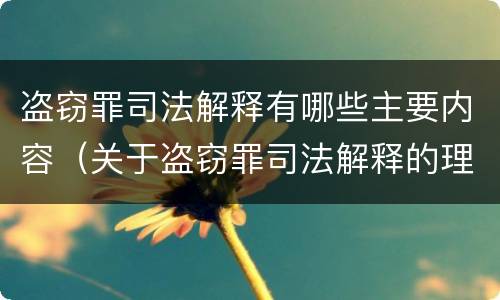 盗窃罪司法解释有哪些主要内容（关于盗窃罪司法解释的理解与适用）