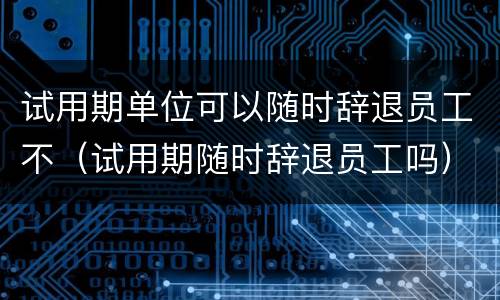 试用期单位可以随时辞退员工不（试用期随时辞退员工吗）