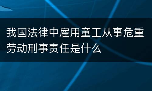 我国法律中雇用童工从事危重劳动刑事责任是什么