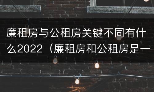 廉租房与公租房关键不同有什么2022（廉租房和公租房是一回事吗）